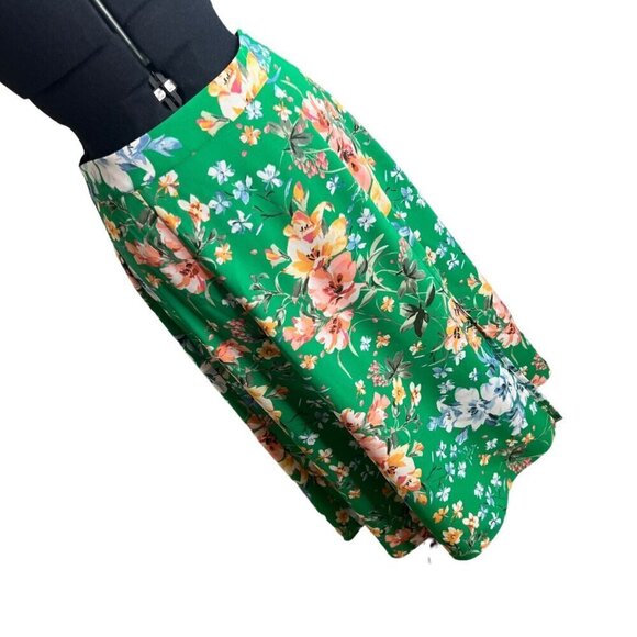 LOFT Green Floral Midi A-Line Skirt Sz6 - Picture 3 of 10